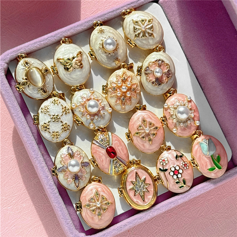 HangZhi émail romantique rose  - Heart Locket Necklace Photo avis et prix