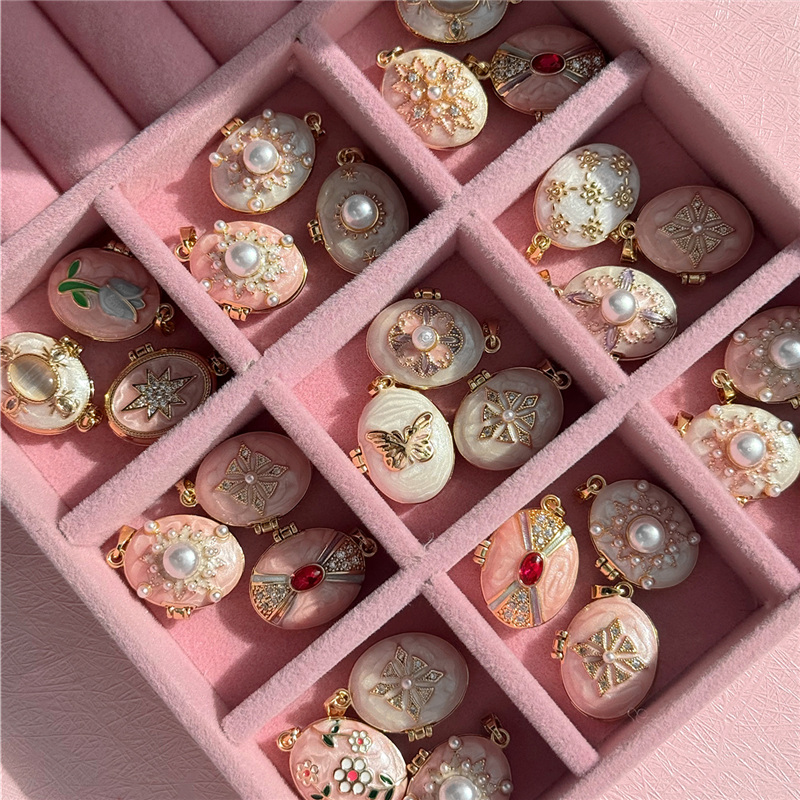 HangZhi émail romantique rose  - Heart Locket Necklace Photo avis et prix